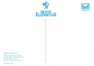 VINTAGE CONTINENTAL SIZE POSTCARD QUEEN ELIZABETH II LINER CUNARD LINE GRAPHICS