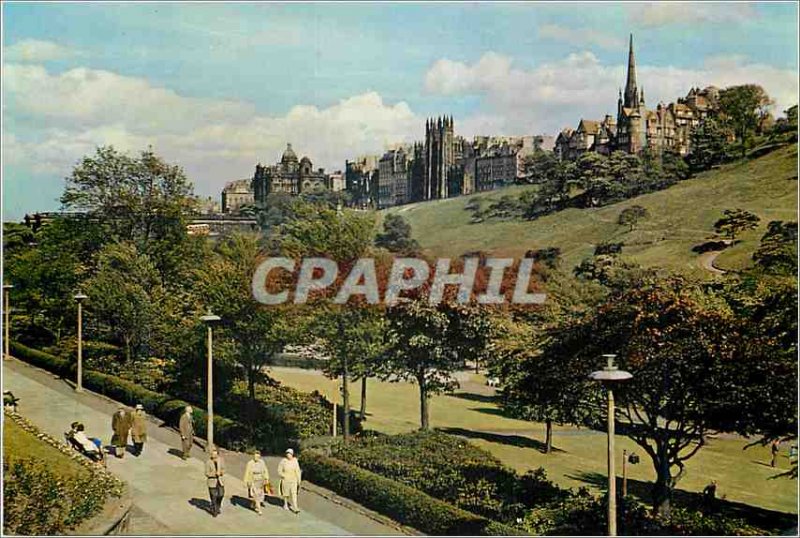 Modern Postcard Princes Street Gardens and the Old Town Skyline Edinburgh