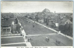 c1900s Moose Jaw, Sask. North Main St Birds Eye Postcard Horse Carriage Road A51