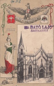 Italy Trento patriotic flag San Pietro allegory heraldry eagle crest postcard