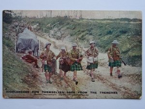 Scotland Military WW1 HIGHLANDERS BACK FROM TRENCHES Daily Mail War Pic Postcard