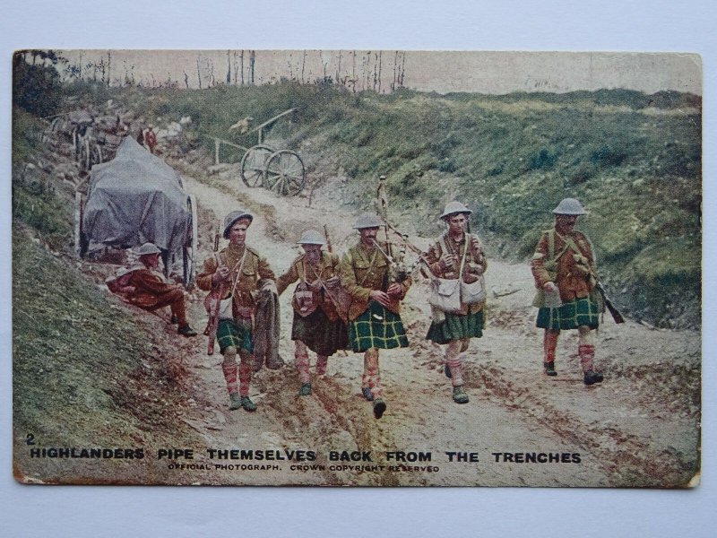Scotland Military WW1 HIGHLANDERS BACK FROM TRENCHES Daily Mail War Pic Postcard