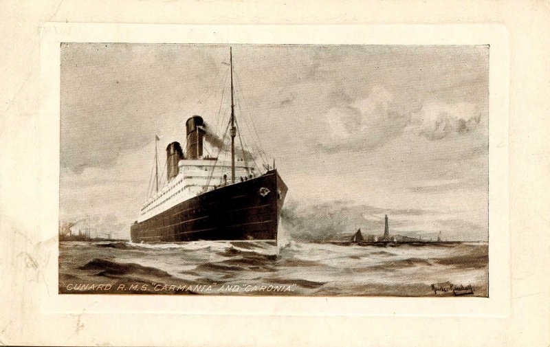 Cunard Line - RMS Carmania & Carsonia  Artist: Maurice Randall