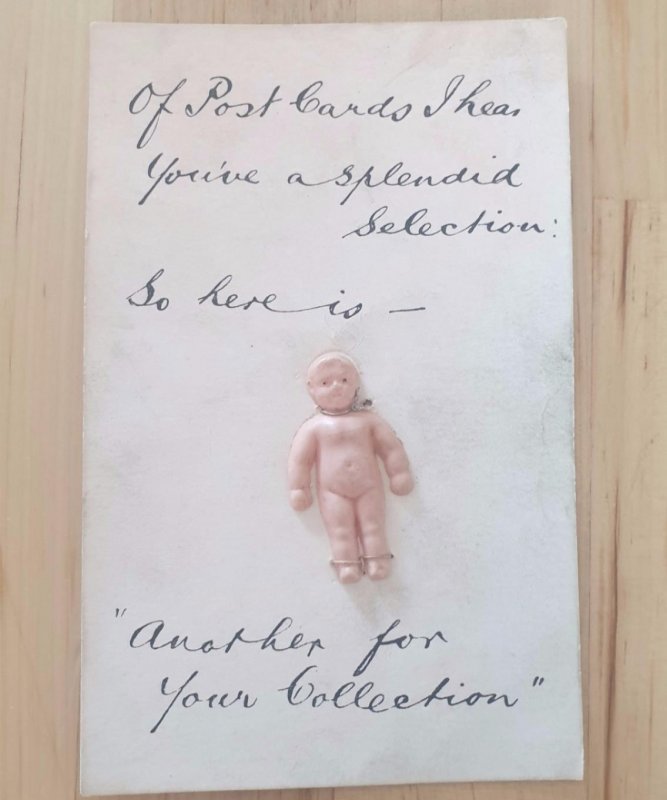 Amazing hand made postcard baby ball Tayport Fife Scotland novelty