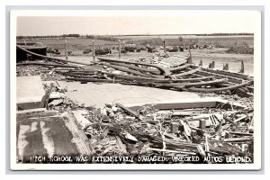 1955 Udall Kansas Tornado Disaster RPPC Postcard High School Extensively Damaged