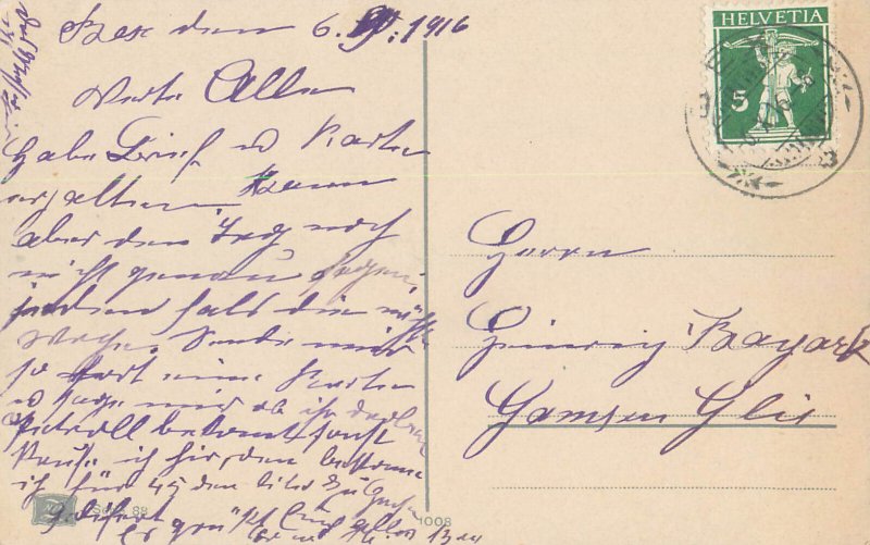B505 Switzerland patiowith stairs postcard 1916