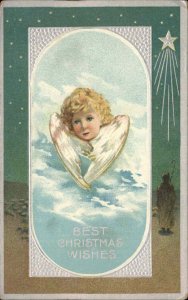 Christmas Angel Shepherd Embossed c1900s-10s Postcard