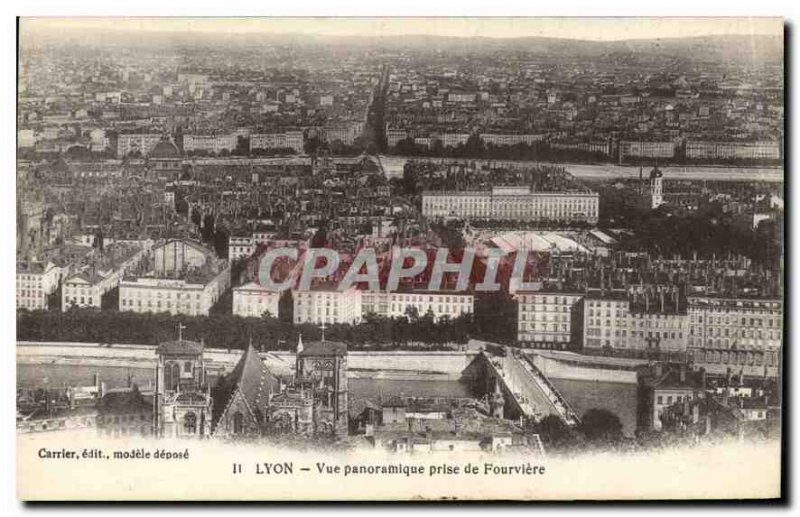 Old Postcard Lyon Panoramic View from Fourviere