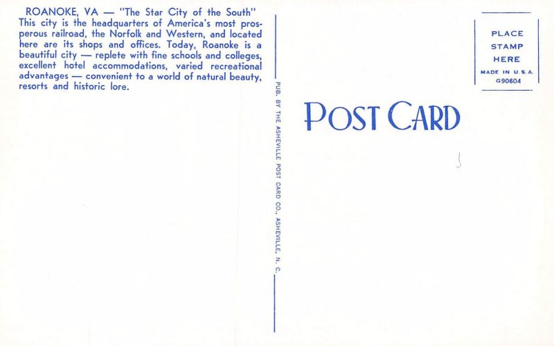 LPD24 Roanoke Virginia Large Letters Postcard Chrome Finish