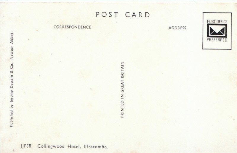 Devon Postcard - Collingwood Hotel - Ilfracombe - Ref 1219A
