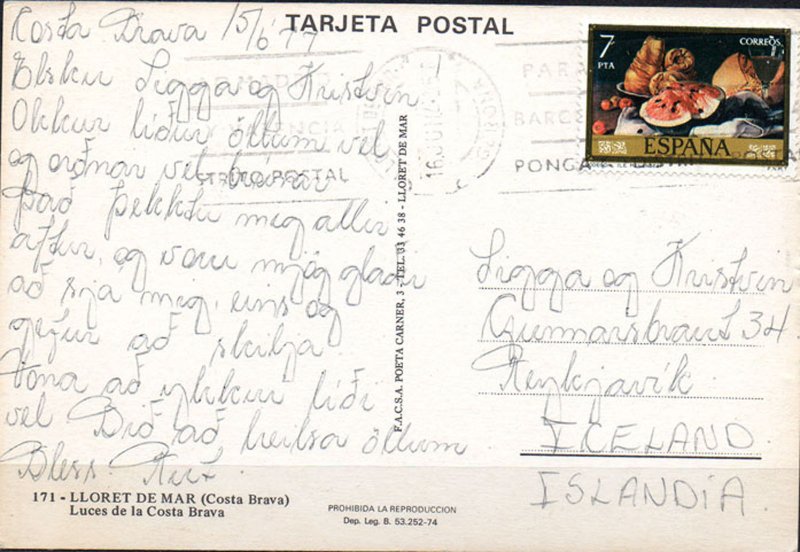 POSTCARD. SPAIN. LLORET DE MAR. Cataluna.