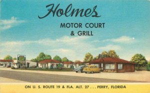 Holmes Motor Court roadside Perry Florida MWM 1950s Postcard 20-6218