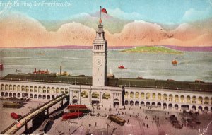 Postmarked 1926 & Airmail Postmark,  8 Trolleys, Terminal, Ferry, SF, CA PC