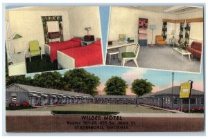 1955 Wildes Motel Statesboro Exterior Savannah Georgia GA Bed Room Postcard