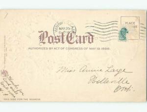 Pre-1907 easter CHICK PULLS EGG AND ROSE FLOWERS ON CART J1955