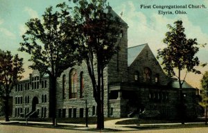 Circa 1905-10 First Congregational Church in Elyria, Ohio Vintage Postcard P5