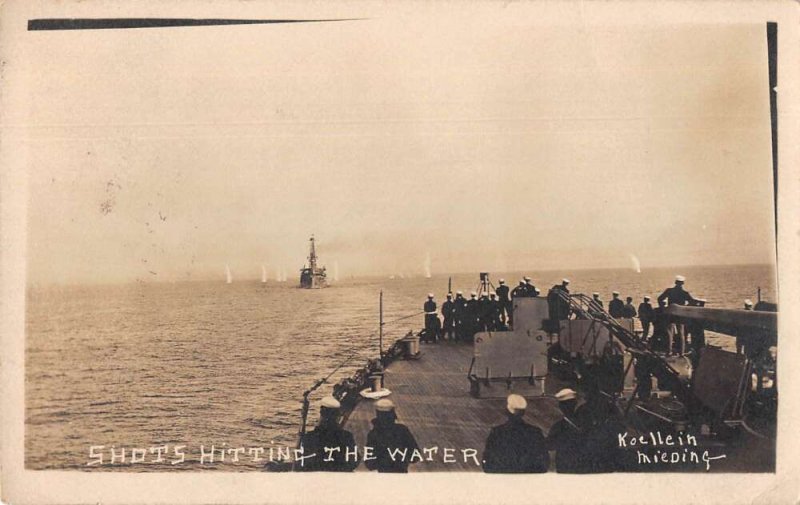 USS Maryland Navy Ship Shots Hitting the Water Real Photo Postcard AA20825