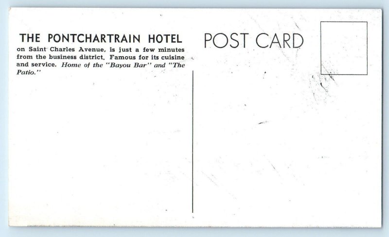 1940 New Orleans Louisiana Postcard The Pontchartrain Hotel Saint Charles Avenue