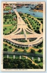 NEW YORK, NY  Randall's Island TRIBOROUGH BRIDGE Traffic Junction 1938  Postcard