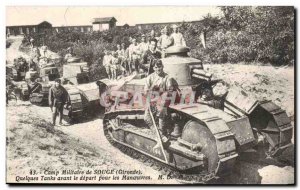 Military Camp Souges Old Postcard Some tanks before the departure for maneuvers