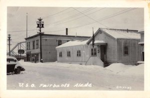 Fairbanks Alaska birds eye view snow scene at USO real photo pc ZD686003