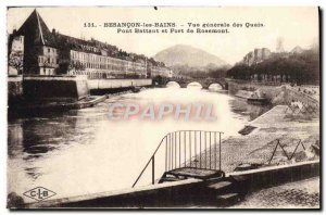 Old Postcard Besancon Les Bains Vue Generale Quays Bridge Casement and Fort R...