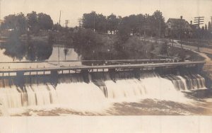ST LOUIS MICHIGAN-MILL DAM ON PINE RIVER~1900s REAL PHOTO POSTCARD