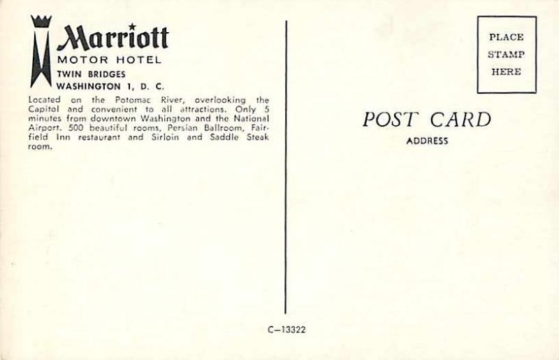 Marriott Motor Hotel Twin Bridges Washington 1, DC Chrome PC