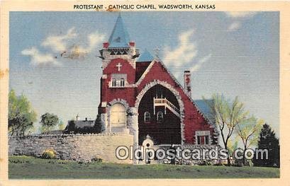 Protestant Catholic Chapel Wadsworth, KS, USA Stain on back a lot of paper we...