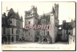 Old Postcard Pierrefonds Chateau L'Honor Staircase Dungeon and the Chapel
