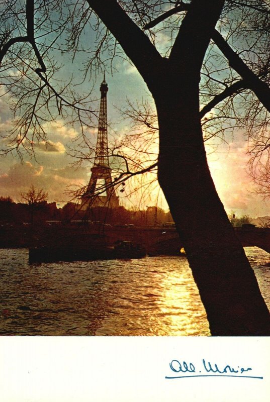 Postcard La Seine Et La Tour Eifel Tower Sunrise View Paris France