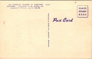 Linen Postcard Post Office in Kingfisher, Oklahoma