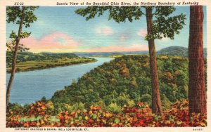 Vintage Postcard Scenic View Beautiful Ohio River Northern Boundary of Kentucky