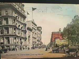 Postcard Antique Hand Tinted View of Main Street looking North, Hartford.CT.  T4