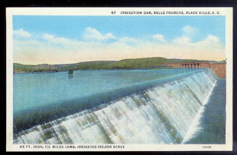 Belle Fourche Dam Black Hills SD unused c1920s 