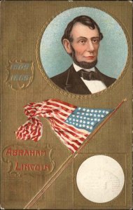 Abraham Lincoln American Flag Patriotic History c1910 Vintage Postcard