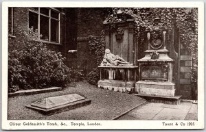 Oliver Goldsmith's Tomb And Temple London England Sculpture Antique Postcard