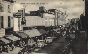 Salem Massachusetts MA Street Scene Store Storefront 1930s-50s Postcard
