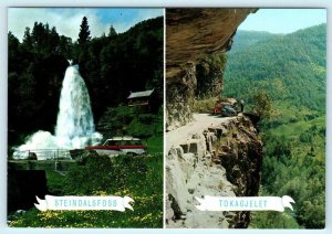 NORWAY ~ Waterfall STEINDALFOSS & Toka Gorge TOKAGJELET 4x6 Postcard