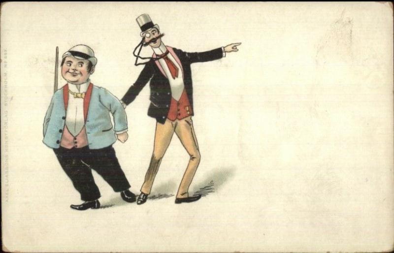 Short Fat Man Tall Skinny Man Fancy Clothes Swedish Comic c1905 Postcard