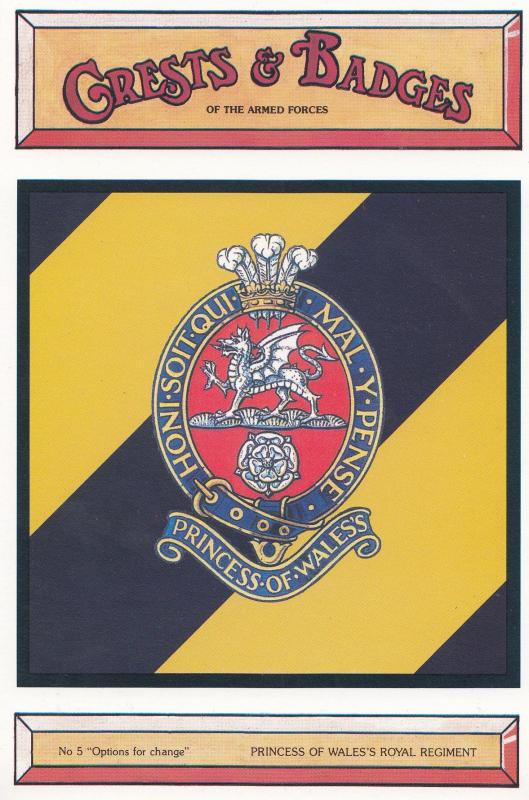 Princess Of Wales Royal Regiment Crest Badge Military Postcard