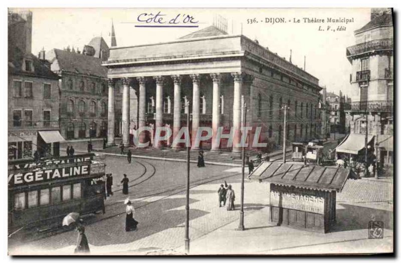 Old Postcard Dijon Municipal Theater Tram Vegetaline