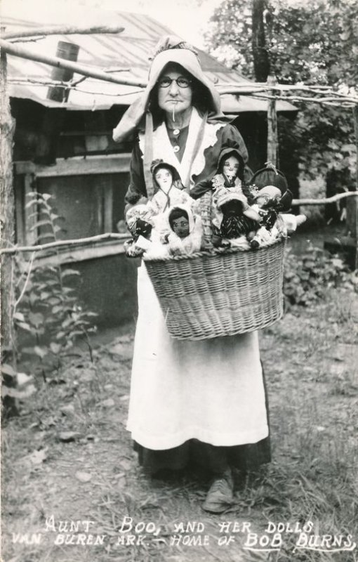 RPPC Aunt Boo and Her Dolls - Van Buren AR, Arkansas - Home of Bob Burns