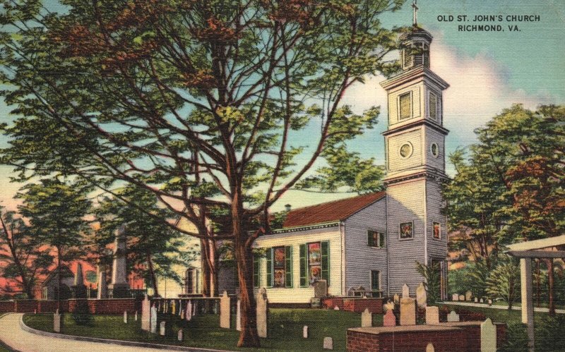 Vintage Postcard 1941 Old St. John Church Historic Edifice Richmond Virginia VA