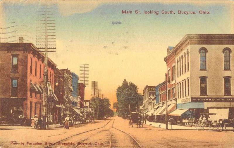 Bucyrus Ohio Main Street Looking South Antique Postcard J46099