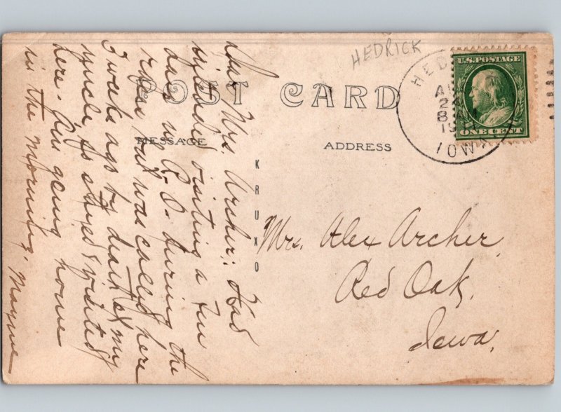 c1910 Birds Eye View Of HEDRICK Iowa IA Keokuk County RPPC Real Photo Postcard