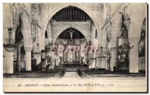 Old Postcard Bernay Holy Cross Church nave