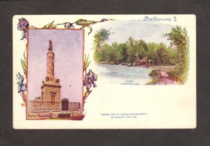 MD Battle Monument Druid Hill Pk American Souvenir Card Postcard Baltimore UDB