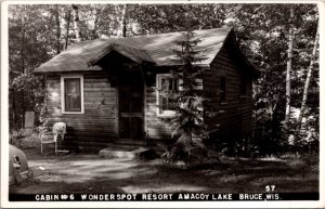 Real Photo Postcard Cabin #6 Wonderspot Resort Amacoy Lake Bruce Wisconsin