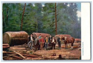 1905 Lumbering Scene Giant Trees Raphae Tuck Oilette California Vintage Postcard 